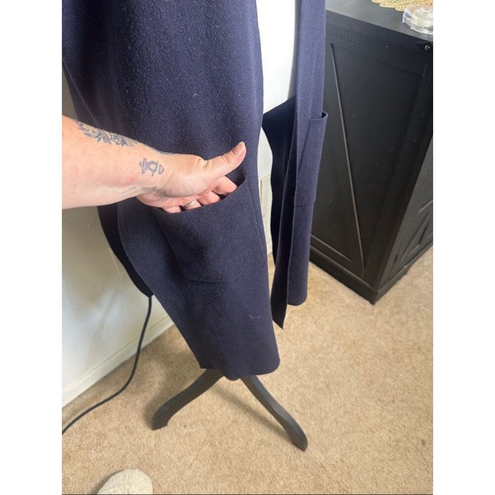 Michael Kors Cashmere Cardigan Sweater Vest Womens Medium Boho Lagen Luxury Navy - Picture 3 of 11